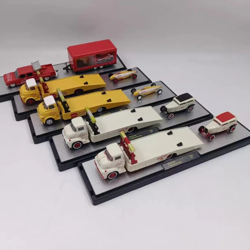 

Diecast 1:64 Scale M2 Truck Trailer Alloy Car Model Finished Product Simulation Toy Collection Gift Static Model Ornament