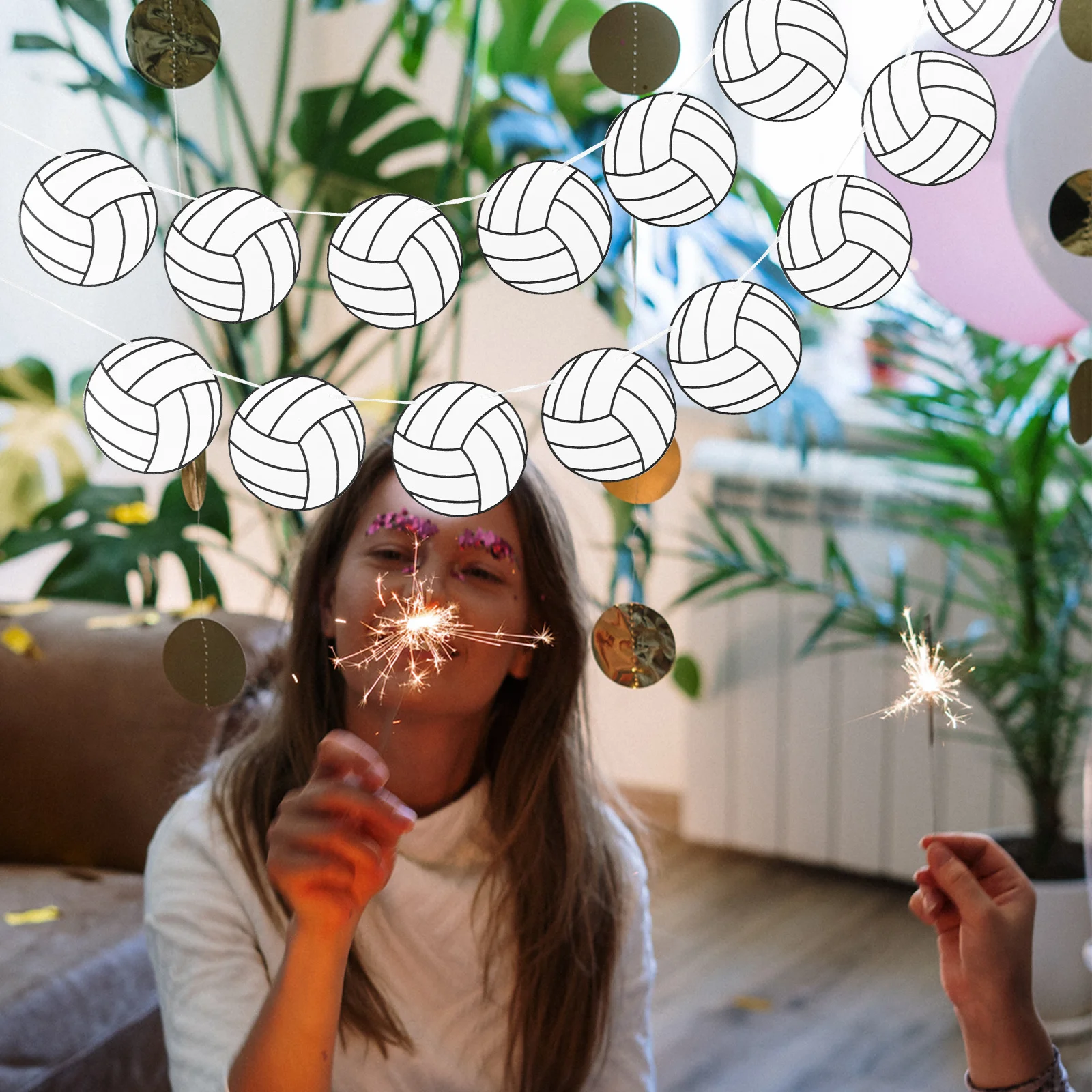 

5Pcs Volleyball Themed Sports Ball Banner Easy Install Party Decoration Supplies Sports Ball Banner Decoration