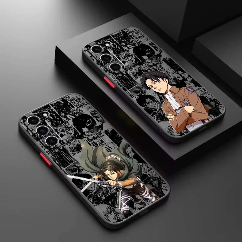 Attack on Titan Anime Art Frosted Translucent Phone Case For Samsung S24 S23 S22 S21 S20 S10 S9 S8 Plus Ultra FE 5G Cover