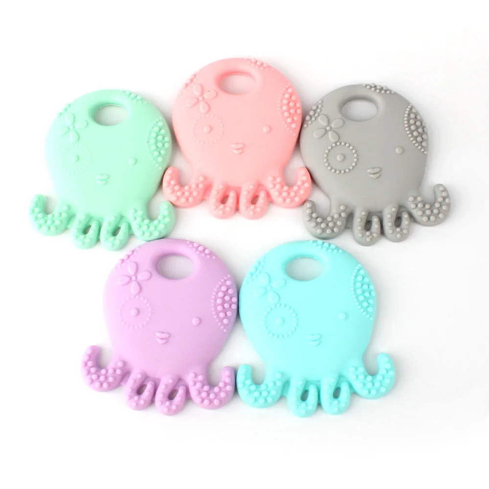 

Silicone Octopus Teether Food Grade Silicone Beads Accessories BPA FreeBaby Teething Toys Infant Nursing Necklace Charms Pendan