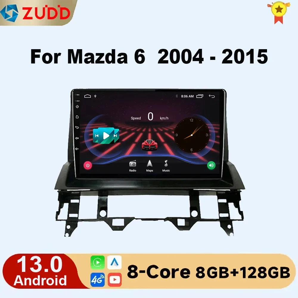 

Android 13 Auto For Mazda 6 2002- 2008 Car Radio Stereo Multimedia GPS Video Navigation Carplay Bluetooth Mirror Liink Camera