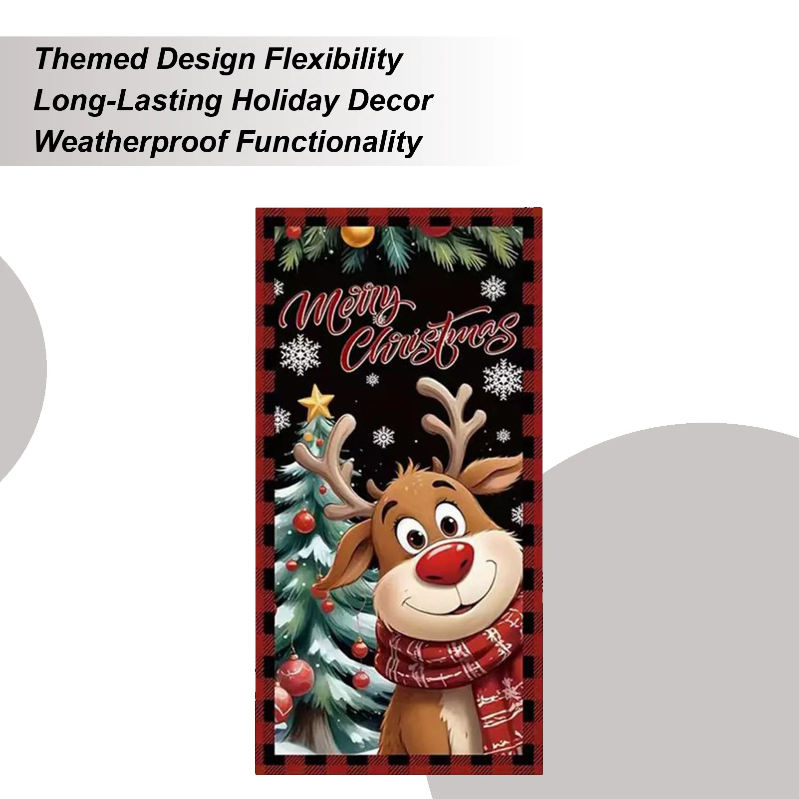 Christmas Door Cover Decoration 71x35inch Large Festive Reindeer Front Door Covers Hanger Backdrop Holiday Decoration For Home