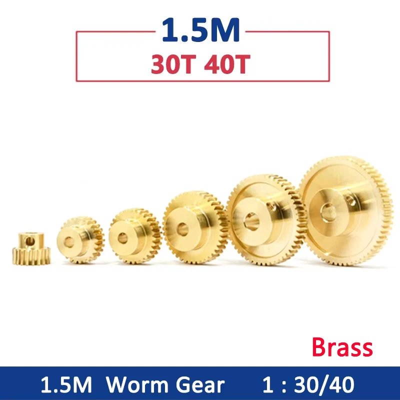 

1pc 1.5M Turbine Worm Gear 30 40 Teeth Transmission Ratio 1:30 1:40 Brass Gear 45# Steel Worm Gears