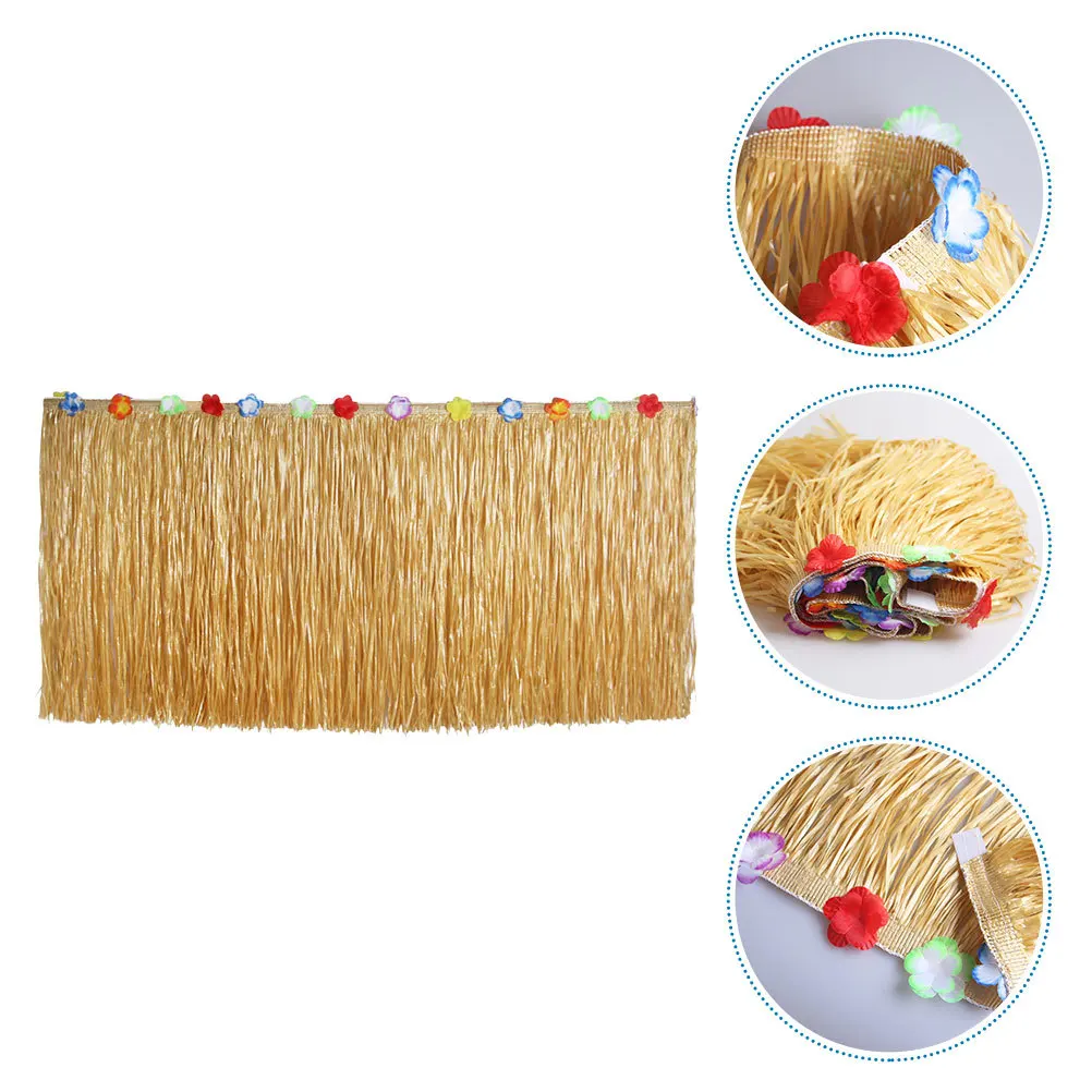 

2Pcs Luau Table Skirts Hawaiian Themed Grass Skirt Large Size Tropical Party Decorations Beach Table Skirt for Summer Events