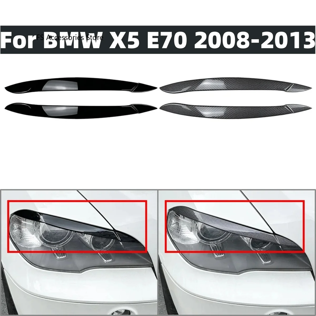 

Автомобильная фара, наклейка на брови и веко для BMW X5 E70 30d 48i 30i 35d 40d 30d 50i 35i M50d 2006-2013, накладка на крышку лампы, комплекты кузова