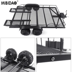 MIBIDAO 1Set Black Metal Large Trailer with Tire for 1/10 1/5 1/8 Trailer RC Car Crawler DIY Upgrade Parts Accessories