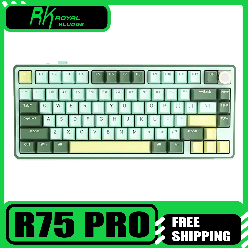 

Механическая клавиатура Rk R75 Pro с многофункциональной ручкой, трехрежимная беспроводная клавиатура для киберспорта, индивидуальная беспроводная клавиатура Rgb с возможностью горячей замены, подарок Qmk