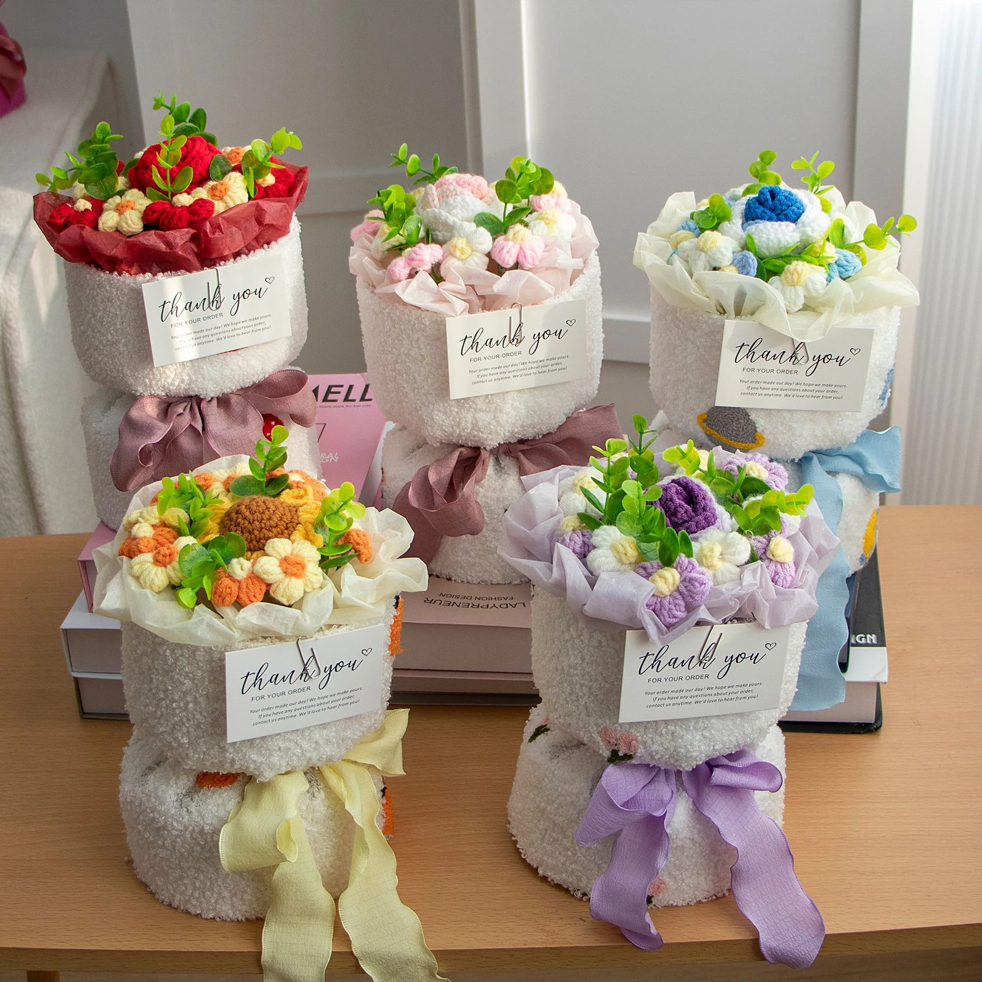 حروف مخصصة يمكنك صنعها بنفسك وزهرة محبوكة مقاس 25 سم، أفضل هدية لمحبيك والعائلة والأصدقاء في عيد الحب وعيد الميلاد #2