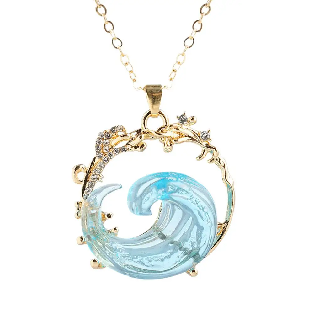 Ocean Jewelry Adjustable Ocean Wave Necklace Earring,Marine Theme Jewelry Packs,Inspirational Jewelry Gift For Women Girls