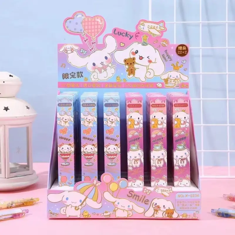 

24pcs/Box Sanlio Cinnamoroll Pochacco Kuromi Hellokitty Neutral Pen Flexible Black Gel Pens Student Stationery Gift Wholesale