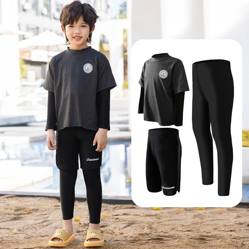 Boys/Girls Rash Guards 3 pieces/set Swimsuit Long Sleeve Bathing Suit Shirt+Shorts+Leggings Long Sleeve Bathing Suits Beachwear