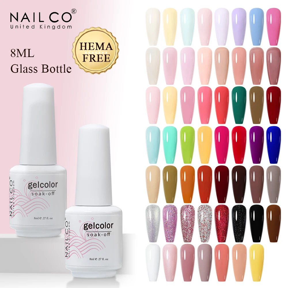 NailCo Hema Free 네일 젤 광택제, 여름 마카롱, 프랑스 화려한 컬러 컬렉션, 반영구 네일 매니큐어 베이스 탑 코트, 8ml