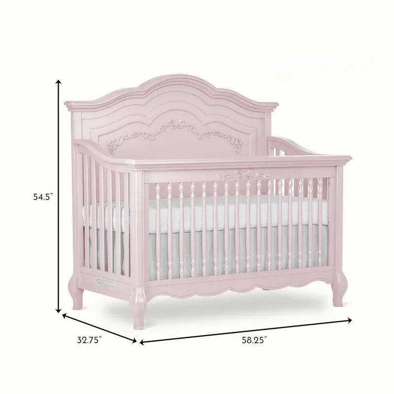 캠핑 5-In-1 컨버터블 유아용 침대(더스티 로즈, Greenguard Gold 인증, 매트리스 높이 설정 3개, 견고하고 Spacio)