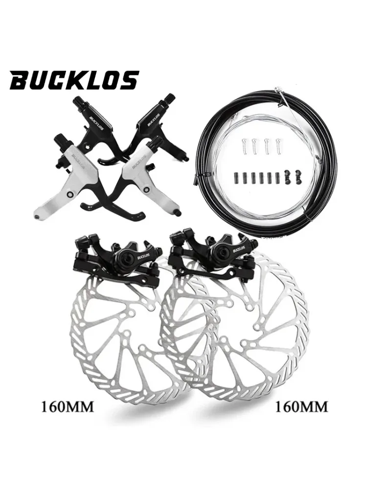 AliExpress BUCKLOS MTB Bicycle Front Rear Caliper Lever Rotors Set Line Pulling Mountain Road Bike Mechanical Disc Brake Cycling Parts