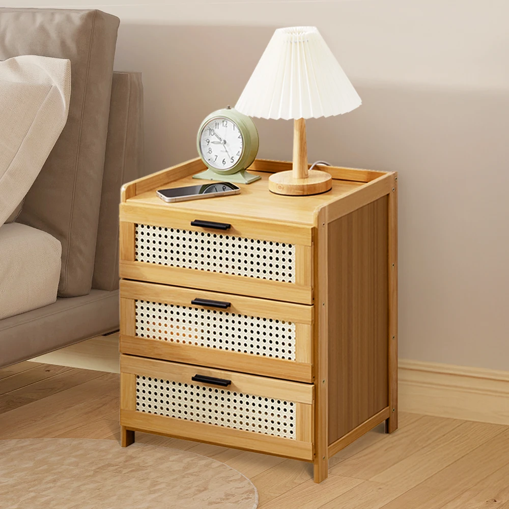 【Breeins】Wooden Nightstand Storage Cabinet Bedroom Home Decoration Display Desk Modern