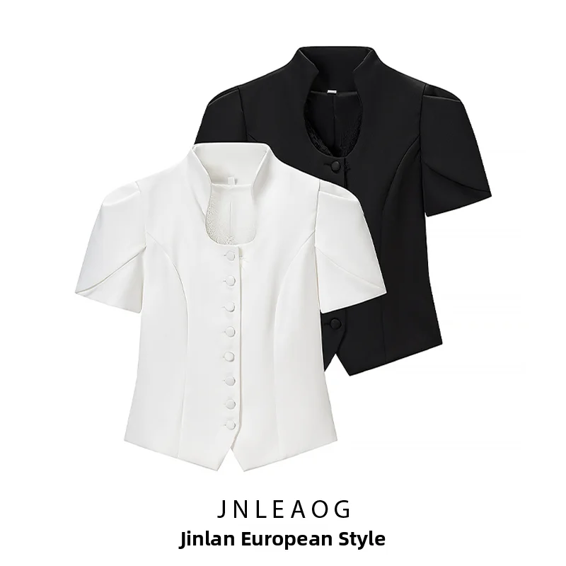 

Spring New Arrival Women's Fashion Shirt Single Button Short Sleeve Versatile Design Polyester Fiber 100% Easy to Match