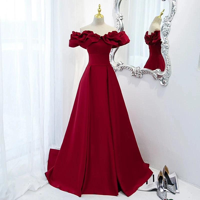 Doce vinho vermelho vestidos de noite 2023 plissado fora do ombro meninas vestidos de baile borgonha formal festa aniversário outfits