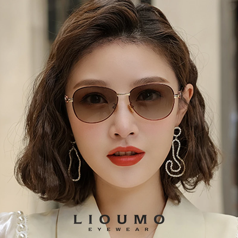 Liumo แว่นตากันแดดทรงสี่เหลี่ยมหรูหราสำหรับผู้หญิงแว่นตาเพชรแฟชั่นโพลาไรซ์สำหรับผู้หญิงเลนส์ไล่ระดับสีป้องกันแสงสะท้อน UV400 Gafas De Sol Mujer