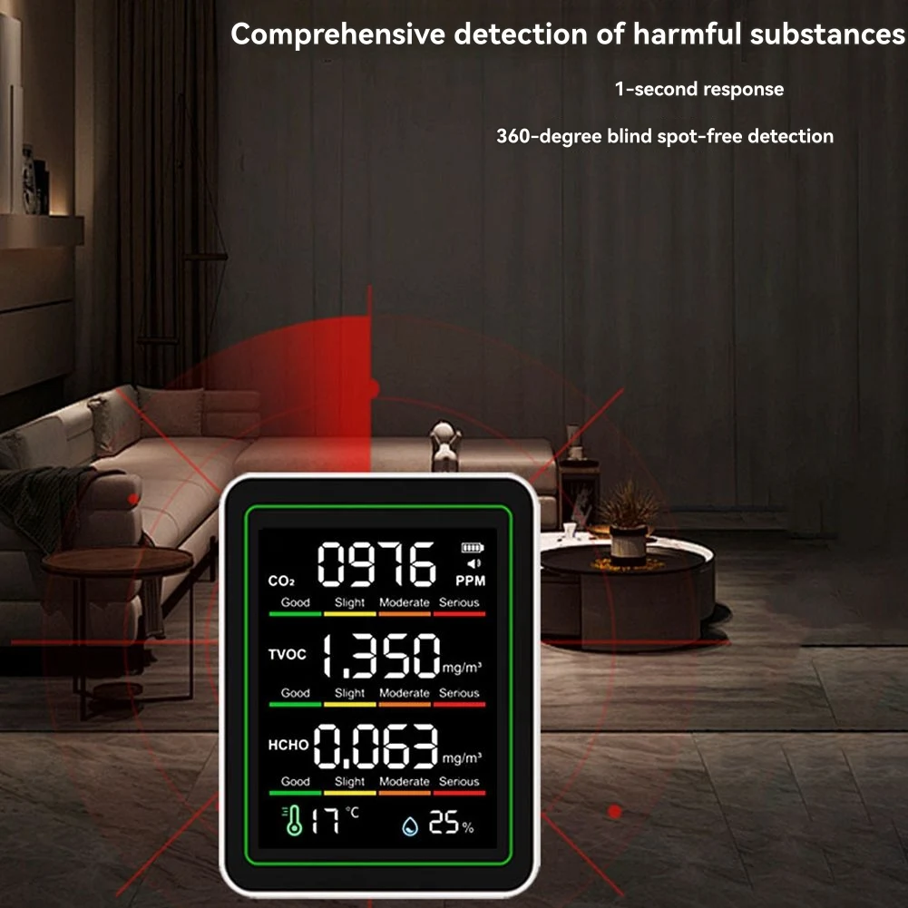 MT11N 5 في 1 مستشعر الأشعة تحت الحمراء كشف الفورمالديهايد كاشف ثاني أكسيد الكربون TVOC كاشف درجة الحرارة والرطوبة CO2 NDIR Black-AB #6