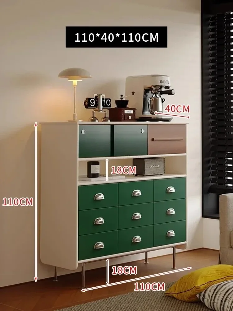 P Medieval storage cabinet color matching living room dining side cabinet multi-functional storage drawer type porch cabinet