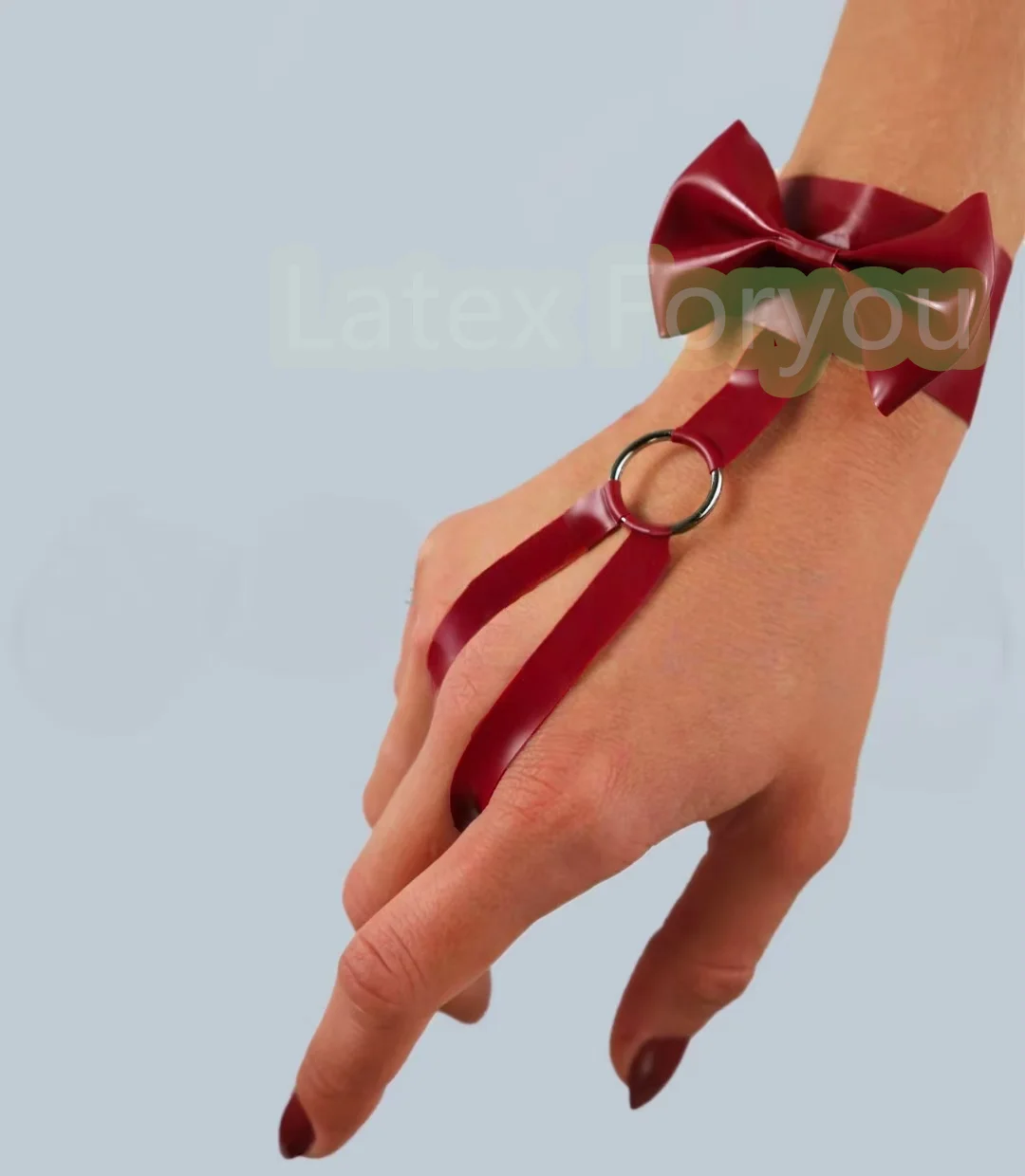 Guanti in lattice naturale da donna fatti a mano con accessori per body bowknot Coppia di imbracature per mani in lattice di gomma sexy