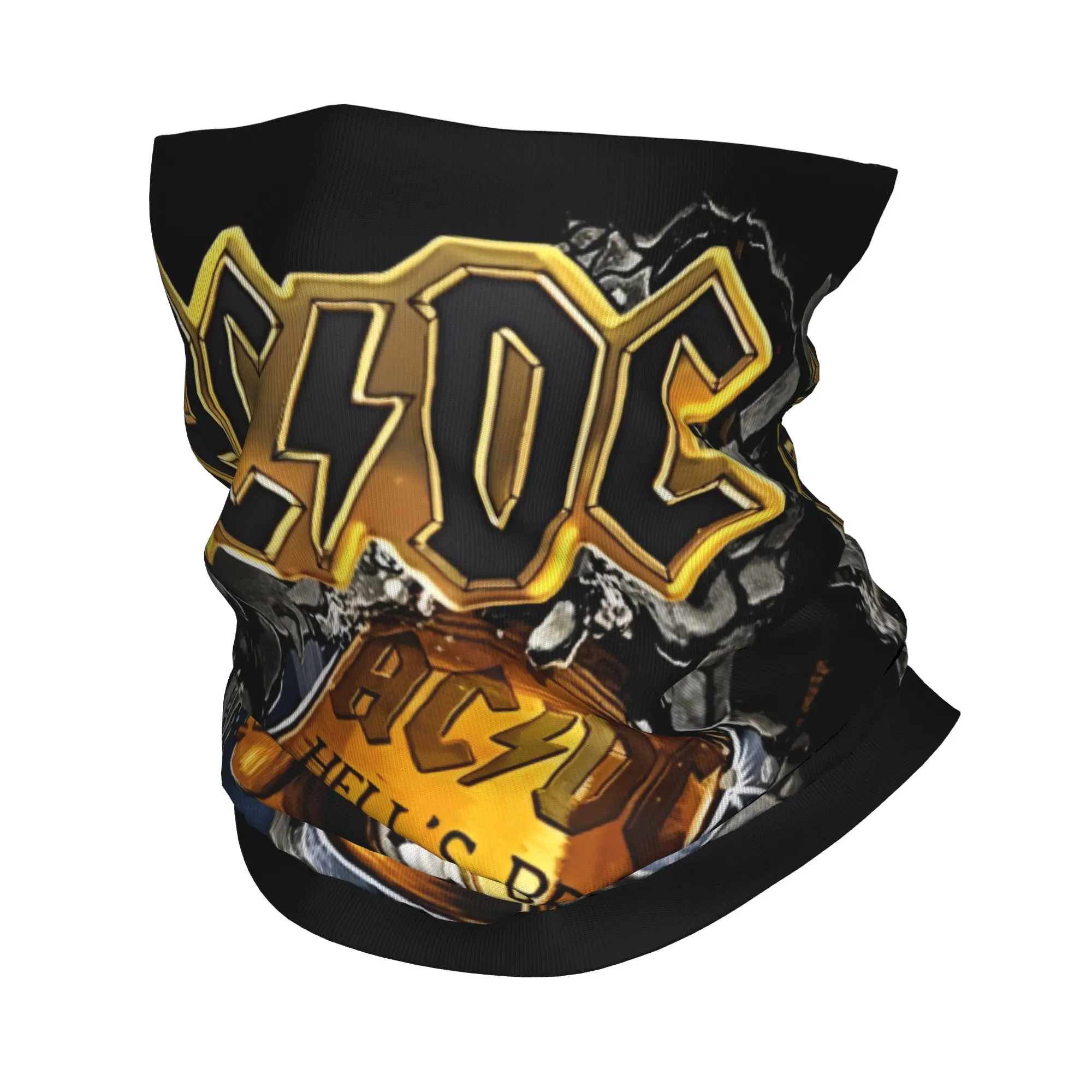 

Custom AC DC Rock Roll Band Bandana Winter Neck Warmer Women Windproof Wrap Face Scarf for Hiking Heavy Metal Gaiter Headband