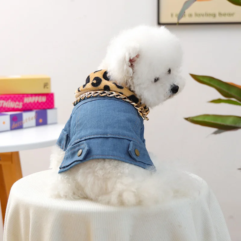 

Pet Dog Cat Denim Jacket Winter Thick Warm Coat for Small Puppy, Luxury Comfortable Autumn Cozy Casual Clothes Outfit