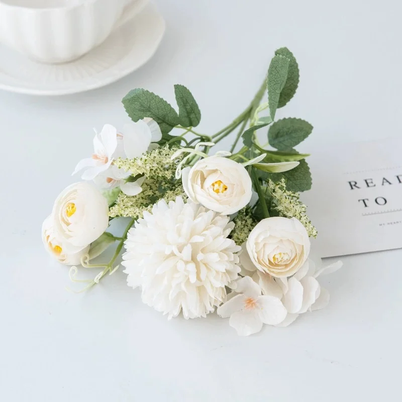 

New Artificial Flowers Silk Ball Rose Wedding Bridal Bouquet Home Table Windowsill Festival Room Decor DIY Gift Photo Props