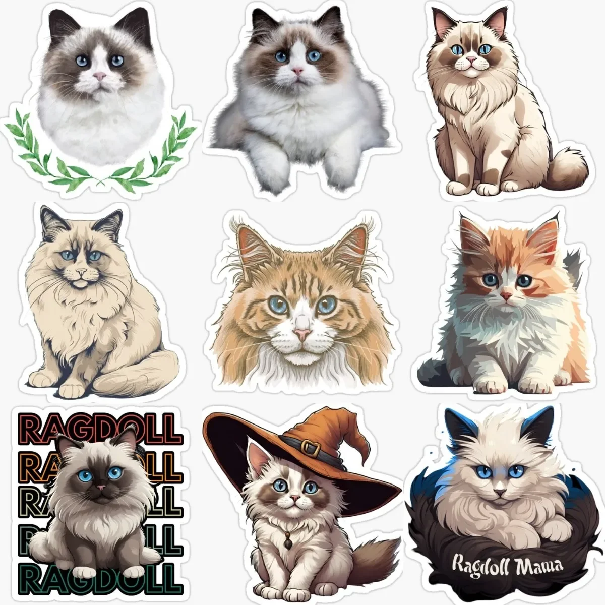 

Creative Cute Ragdoll Cat Pets Catoon PVC Personalized Sticker for Decorate Room Fridge Wall Window Car Decal Accessories