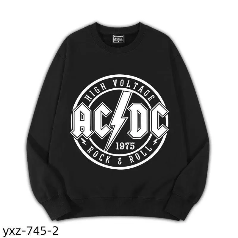 AC Rock Band American Heavy Metal Punk Rock Thin Fit Pullover Round Neck Men Hoodie Versatile Couple Outfit Loose Fit Unisex