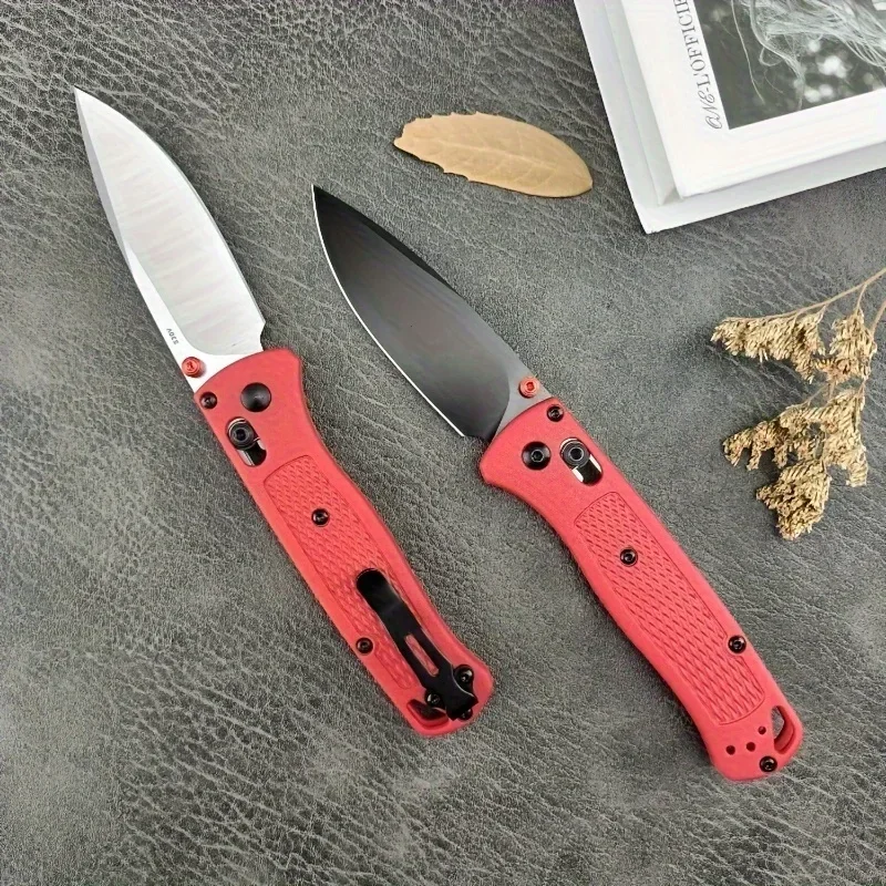 BM 535 Red Nylon Fiber Handle Pocket Folding Knife 440C Blade Portable Camping Outdoor Hunting Kitchen Multifuctional Tool Knife