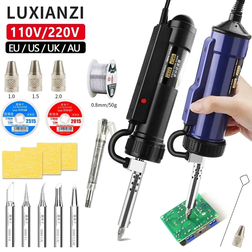 LUXIANZI 110V/220V Powerful Electric Desoldering Pump Desolder Gun Vacuum Removal Tool Weld Suction Tin Soldering Sucker Pen