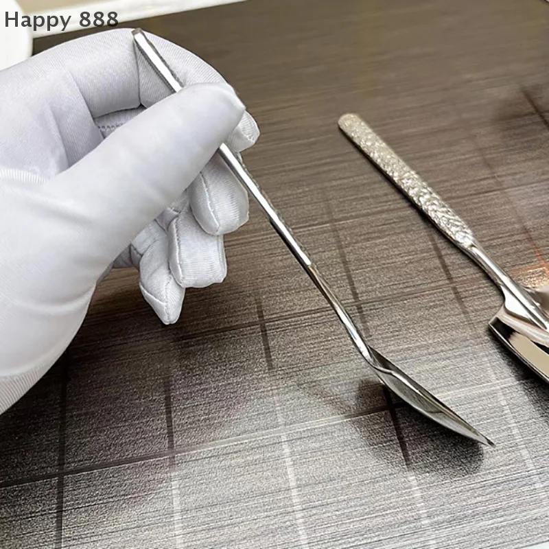 ملعقة مستديرة من الفولاذ المقاوم للصدأ بمقبض طويل - ملعقة تقليب الحلوى باللونين الأحمر والذهبي لاستخدام المطبخ #4