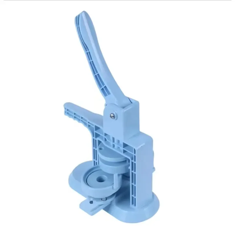 58mm Badge Maker Machine Kit with 100pcs Button Parts Sky Blue Manual Pin Back Button Press Tool Set Including Cutter and