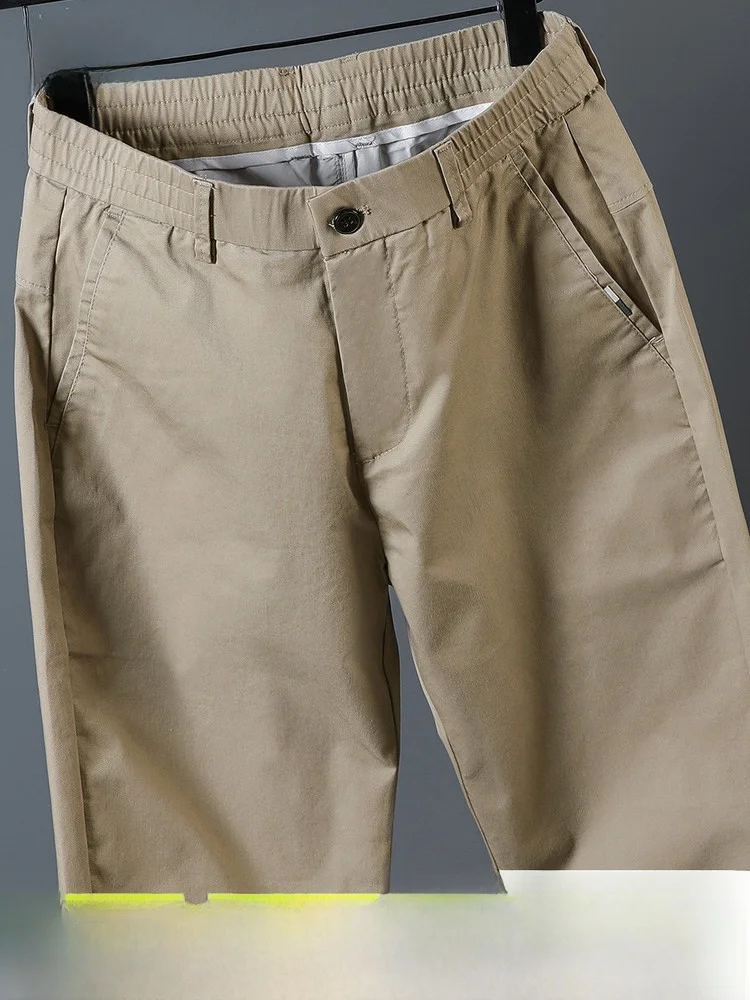 

Fashionable Long Khaki Casual Pants for Men Spring 2026 Straight Leg Casual Trousers Urban Style Cotton Polyester Spandex Blend