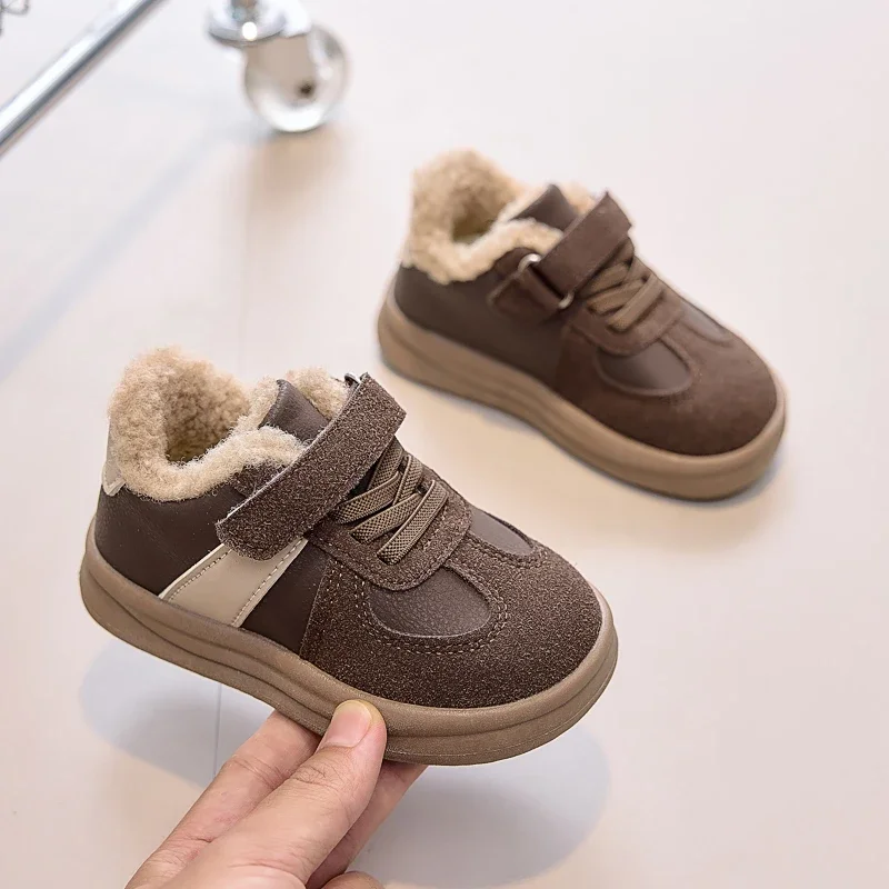 Girls Warm Fluffy Shoes 2026 Toes Capped Non-slip for Winter Children Flat Shoes Winter Kids Fashion Shoes