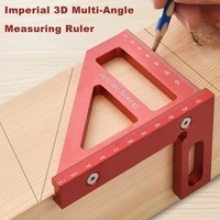 3D Multi Angle Aluminum Alloy Red Miter Triangle Ruler 45°/90° Woodworking Square Protractor Layout Measuring Tools