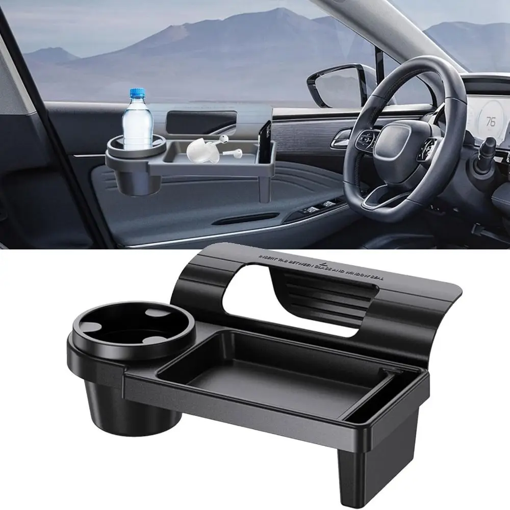 

Water Cup Holder Side Hanging Storage Rack Anti-slip Mat Waterproof Vehicle Door Storage Box Sturdy Space-Saving
