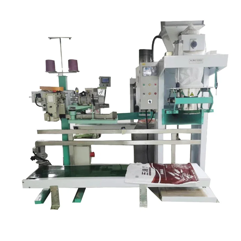 Promotion price Semi-automatic 25kg 40kg 50kg Bran Wheat-middlings filling folding sewing Machine Packaging Product Line