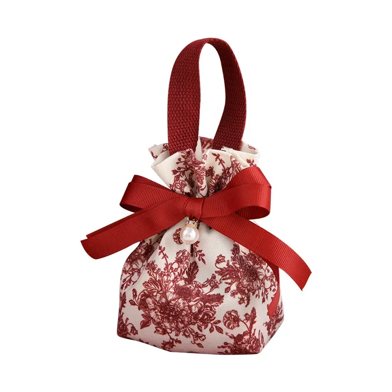 20 قطعة أكياس حلوى الزفاف اليدوية متماسكة الرباط حقيبة يد حفلة عيد ميلاد جديد صغير عادية الأحمر هدية التعبئة والتغليف حقيبة طالب قابلة لإعادة الاستخدام #5