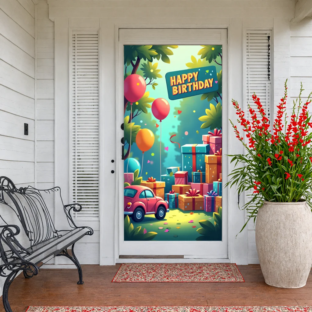 Colorful Event decor Lightweight Decorative Gift-inspired Birthday backdrop Reusable Birthday scene for Photo booth