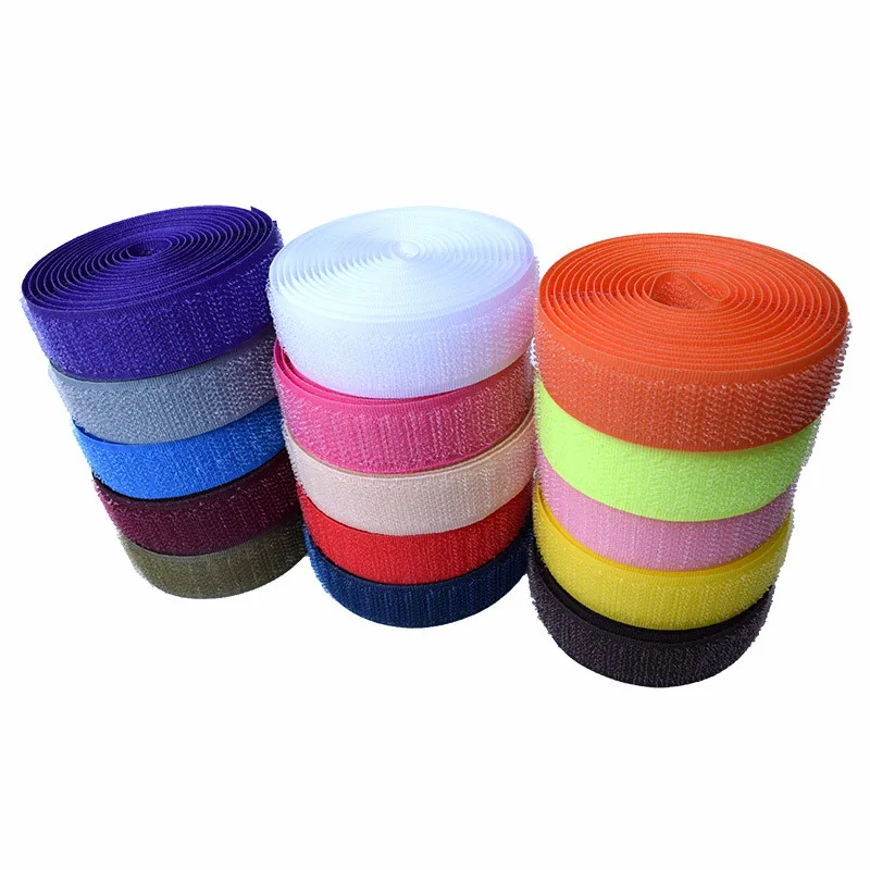 1 Pair of 20mm Color Fastener Tape  Nylon Non-adhesive Buckle Household Doors and Windows DIY Sewing Accessories 2m