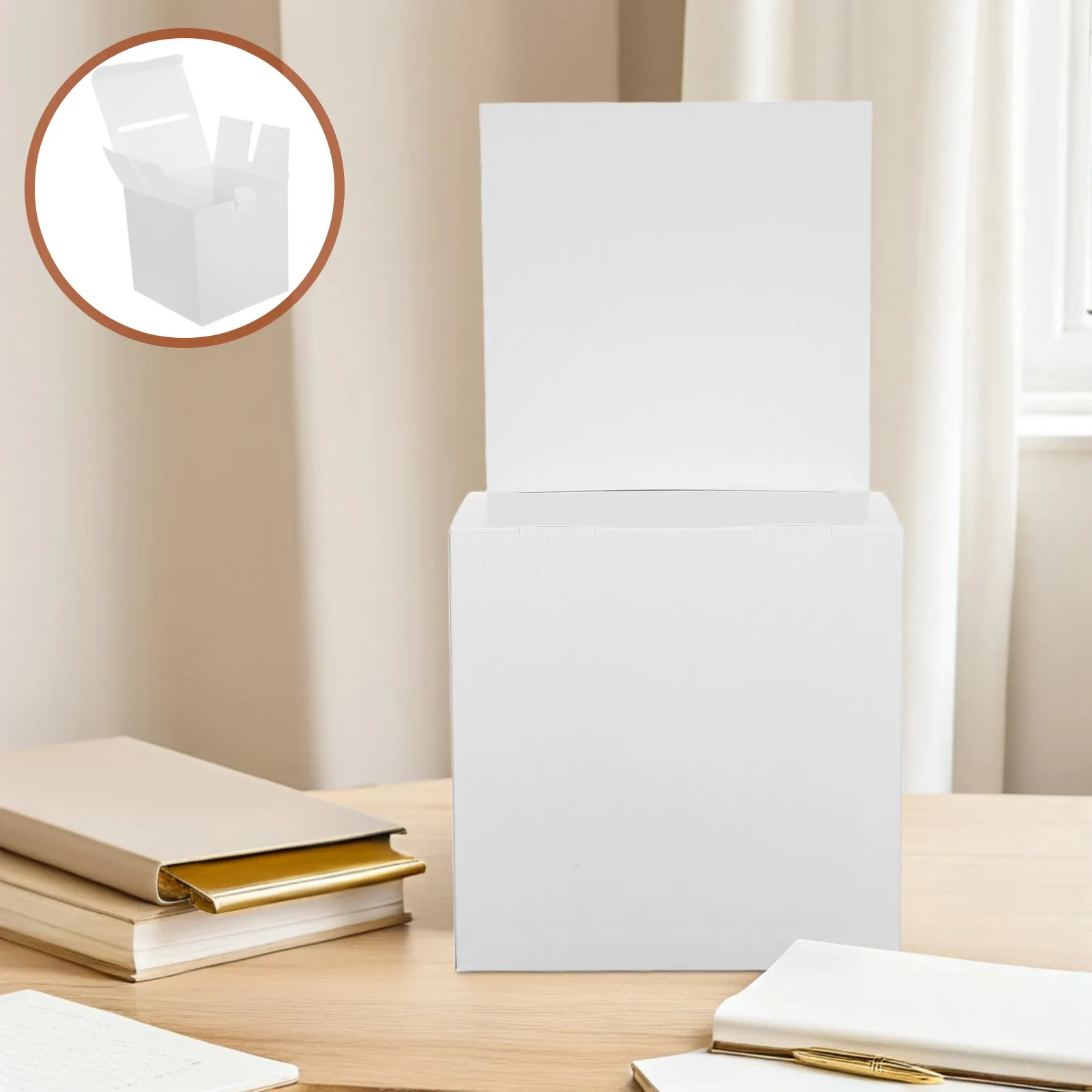 5pcs White Voting Foldable Paper Suggestion Box For School Office Meeting Room Card Collection Donation Box With Slot