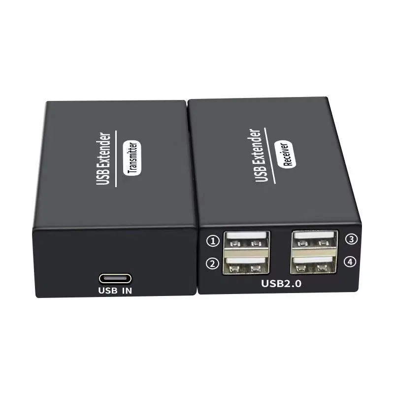 USB Extender Over Ethernet RJ45 LAN Extension 4 USB 2.0 Ports Transmit 50m/165ft Over Ethernet Cat5/5e/6/7 Receiver for Keyboard