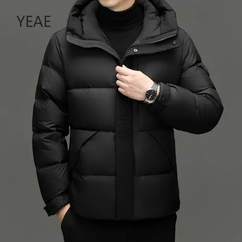 YEAE-Doudoune Courte à Capuche pour Homme, Rembourrage en Duvet de Canard, Vêtements de Styliste, Vestes Rembourrées Légères, Combinaison pour Homme, Sac Décontracté