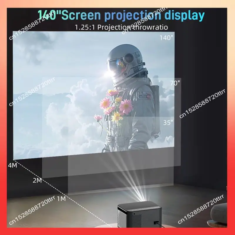 جهاز عرض ذكي ABNR 4K 1080P Ultra HD التركيز التلقائي Android 13 Wifi 6 مثالي للسينما المنزلية والخارجية بقابس أمريكي