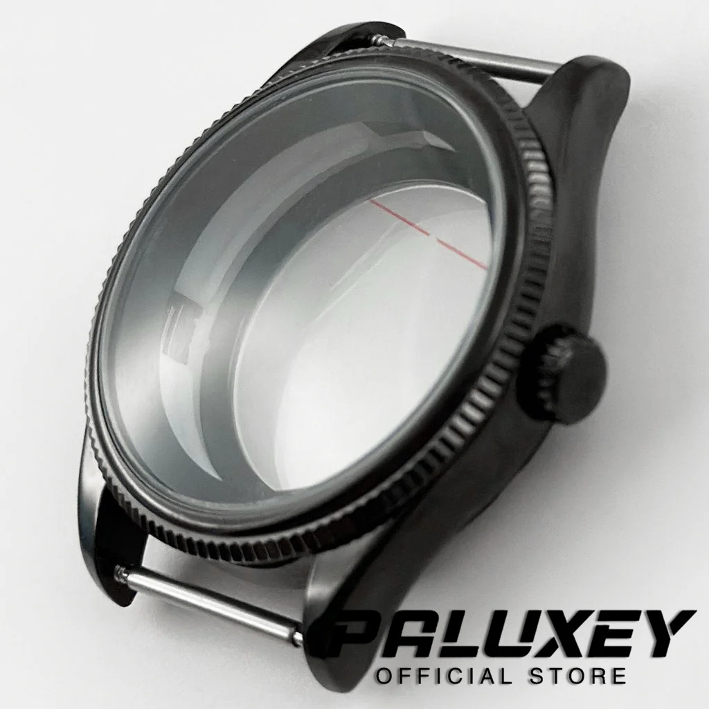 PVD 블랙 39mm 사파이어 크리스탈 시계 케이스 NH34 NH35 NH36 NH38 무브먼트 시계 NH35 부품 28.5mm 다이얼 모드 챕터 링 포함