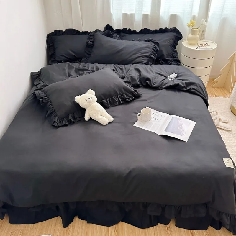 2024 New Bedding Set European Simple Large Family Set Large Quilt Cover Home Comfortable Quilt Cover Pillow Cover Bed Sheet