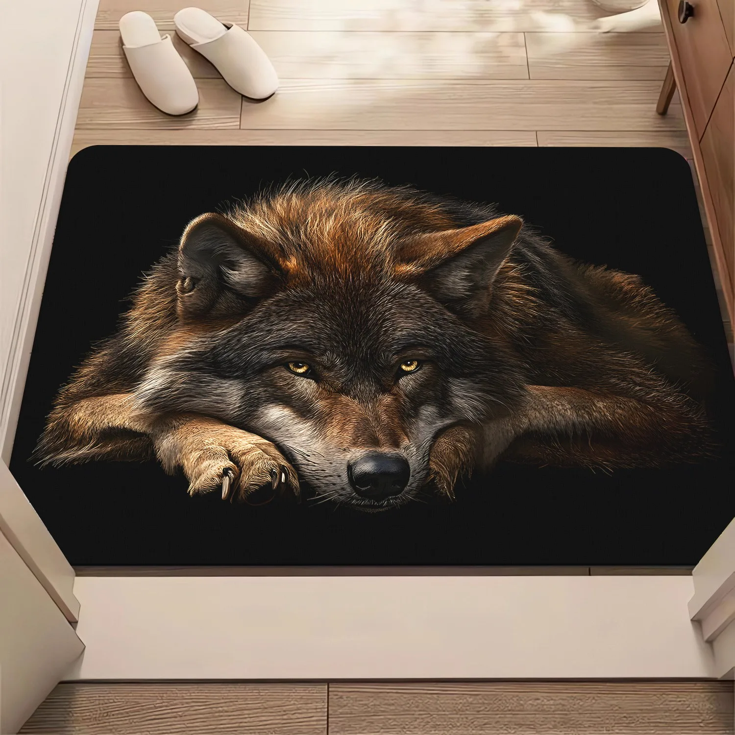 

1PC Wolf pattern Door Mats Kitchen Rugs Non-Slip Pop arts design Living room Rugs Bath Mat Carpet for Home Sink Laundry Decor