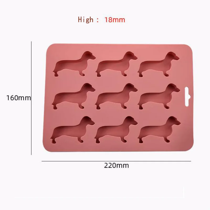 Ice Tray Food Grade Flexible Heat-Resistant 9 Cavities Ice-making Super Soft Dachshund Dog Shaped Ice Tray Dessert Mold